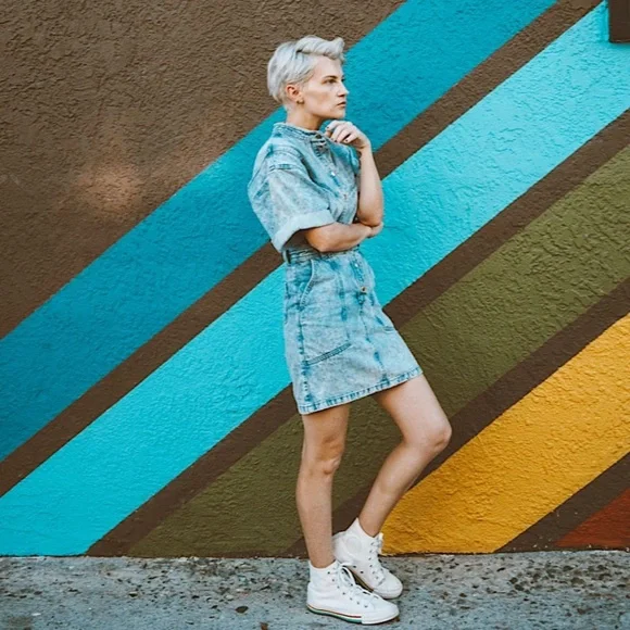 topshop denim mini dress Topshop - Denim Short Sleeve Button Down Mini Dress - Women - Cotton - 4 US